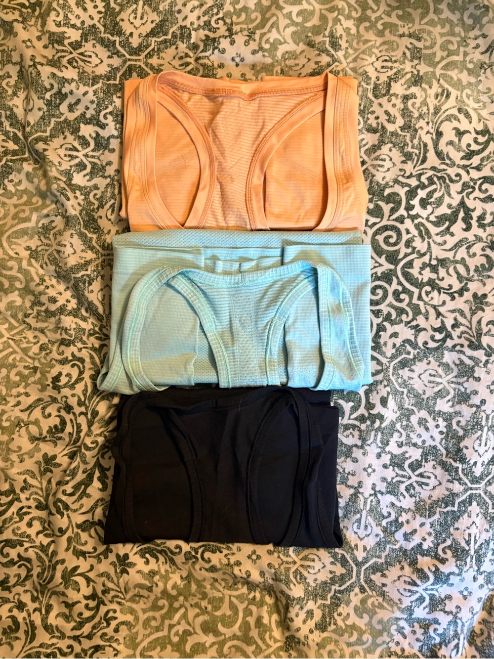 Lululemon Tank Tops- 3 Black, Aqua, and Orange, all same style